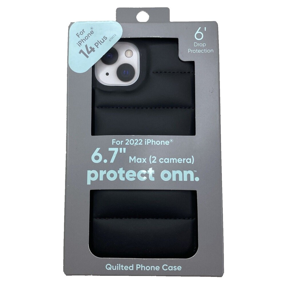 Puffer Phone Case for iPhone 14 Plus Max Black Quilted Luxe NEW